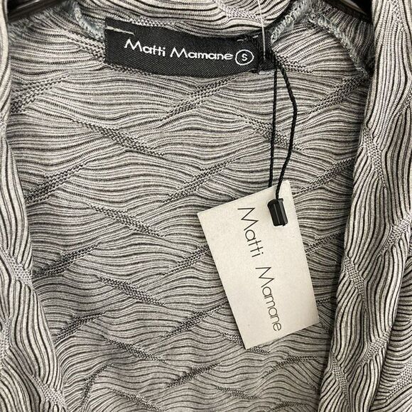 Matti Mamane S Grey Print Round Cardigan  Art To Wear Lagenlook Waterfall Hem - Picture 6 of 10